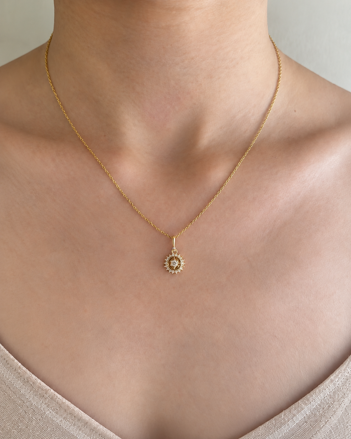 Celeste Halo Pendant Necklace