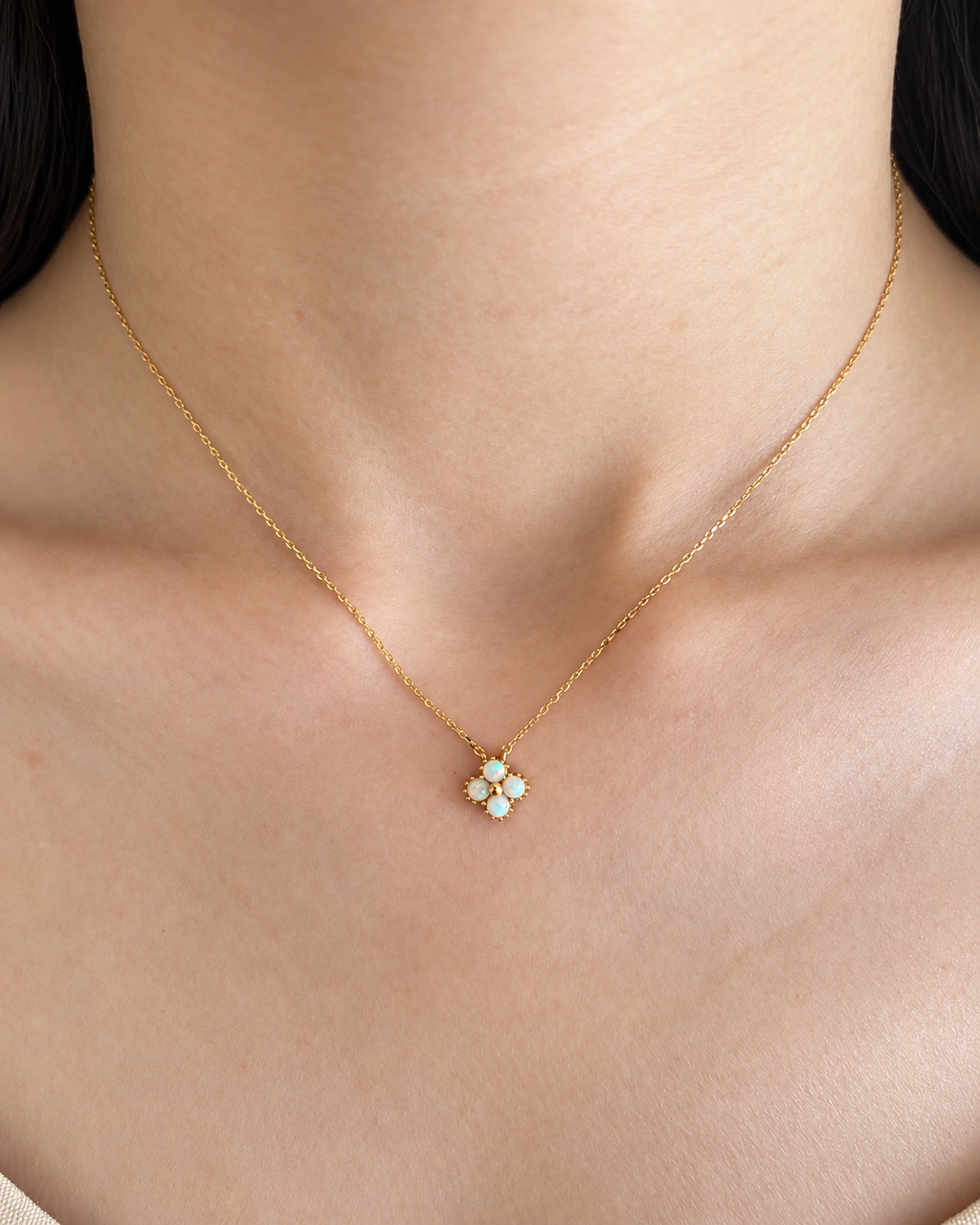Aurelia Opal Flower Pendant Necklace