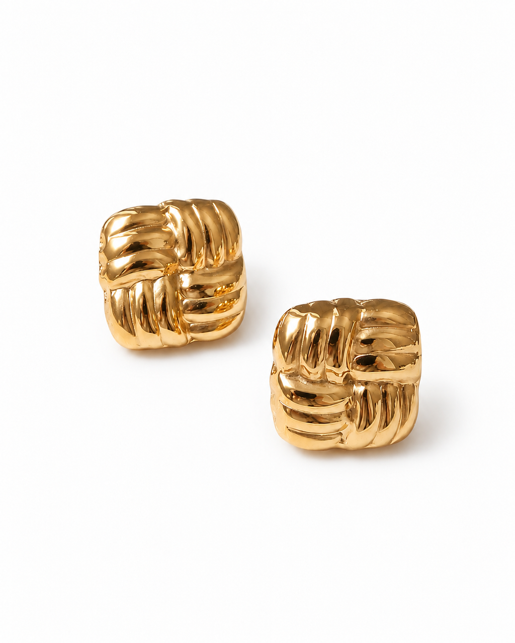 Naya Textured Square Stud Earrings