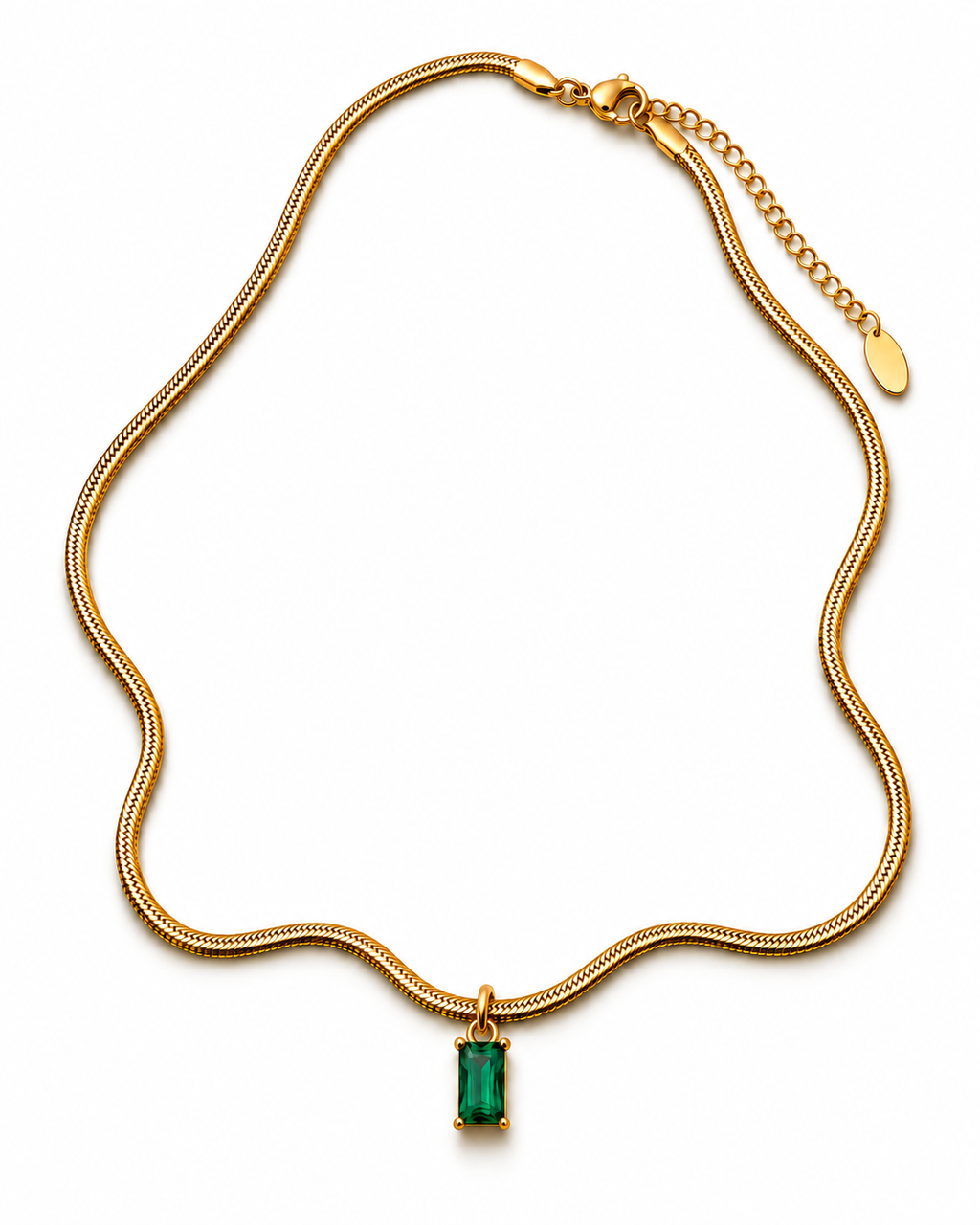 Emerald Baguette Pendant Necklace